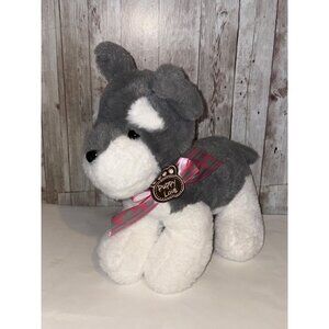 Puppy Love HugFun Plush Gray White Schnauzer Dog Toy Stuffed Animal 12" Standing